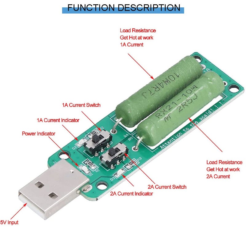 DKARDU 3 pcs USB Load Tester Resistance Module 5V1A/2A/3A Power Bank Discharge Resistor Switchable Load Resistance Discharging Ageing Resistance Electronic Load Detector - Image 4